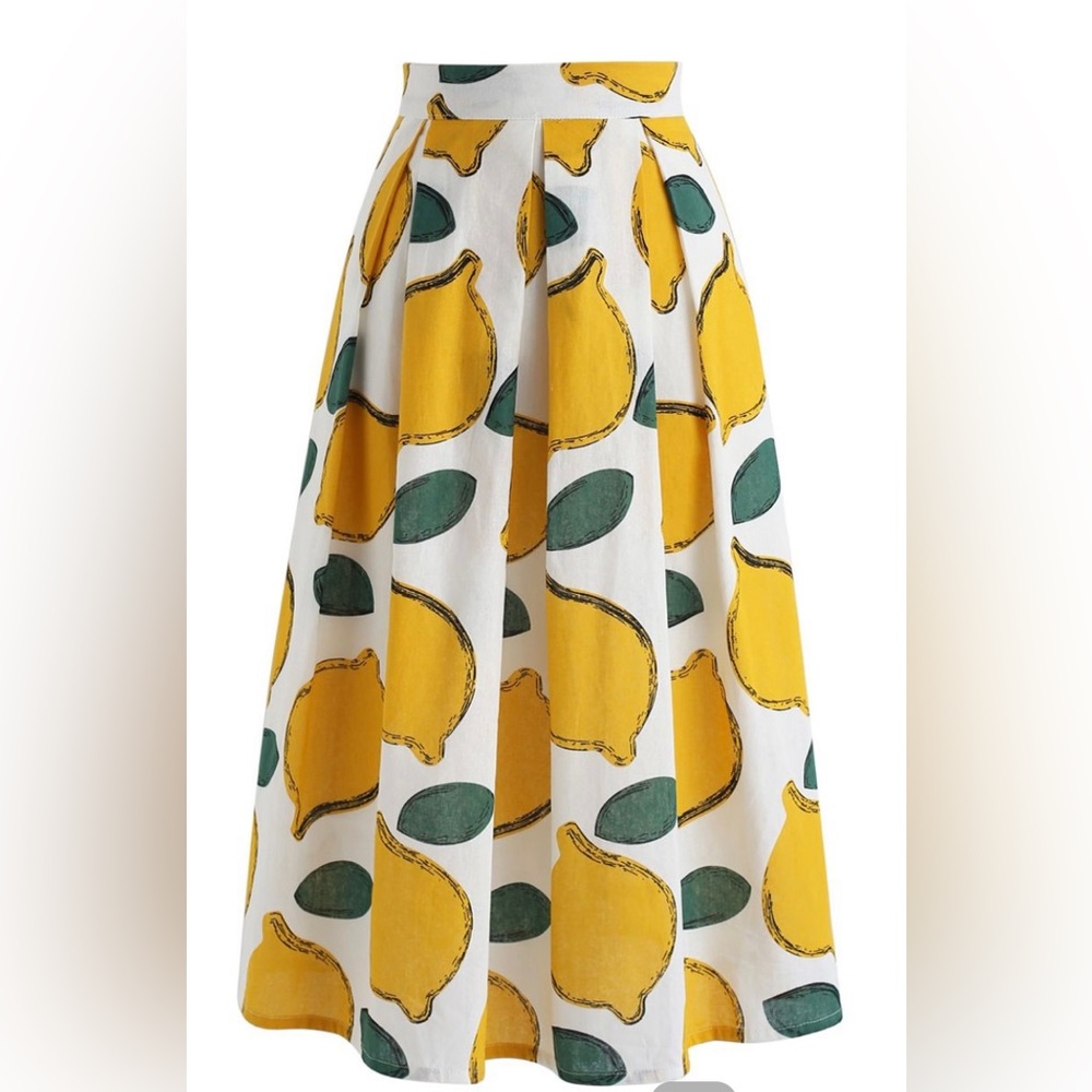 Summer Lemon A-Line Midi Skirt